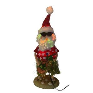 Hawaiian-Themed Light-Up Santa Claus With Fiber Optic Beard Electric Holiday Dec